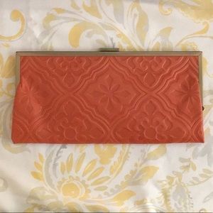 Valentina Framed Coral Leather Clutch